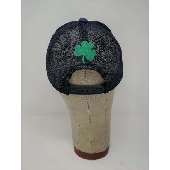 Notre Dame Fighting Irish Embroidered Shamrock Meshback Snapback Hat Blue White - Picture 6 of 10